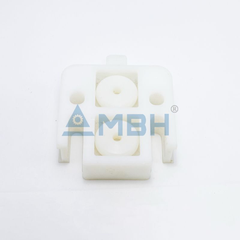 POM white polyoxymethylene small connector block assembly precision machined acetal component by MBH