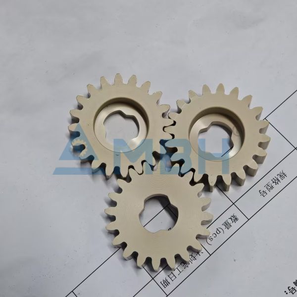 PEEK polyetheretherketone precision machined gear set three spur gears high temperature plastic gears by MBH