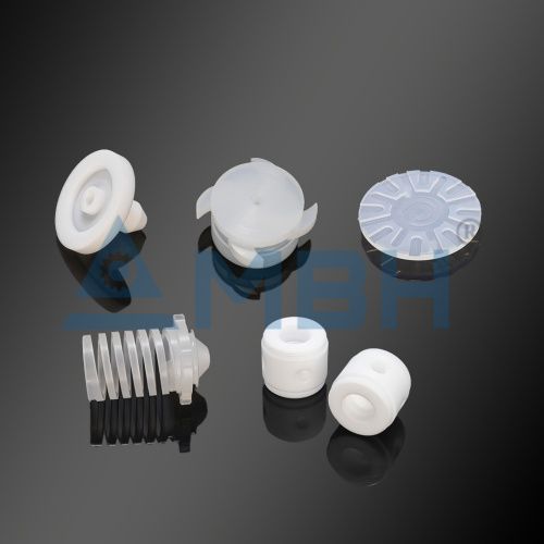 PEEK POM precision machined fluid control components IVD parts including valves caps and disc components for diagnostic equipment by MBH