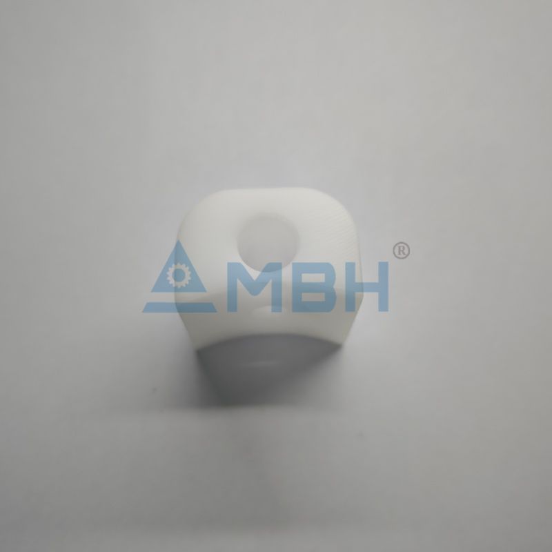 white engineering plastic block with hole custom machined mounting component