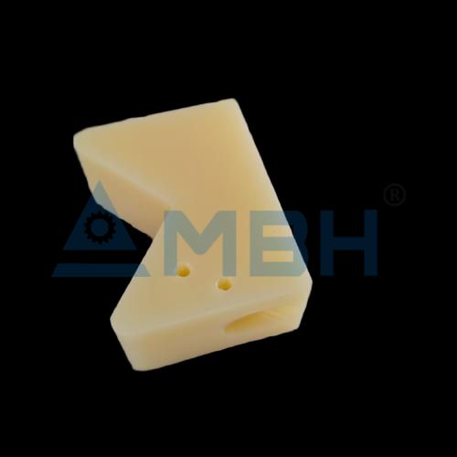 PA6 nylon 6 triangular bracket block precision machined engineering plastic component by MBH